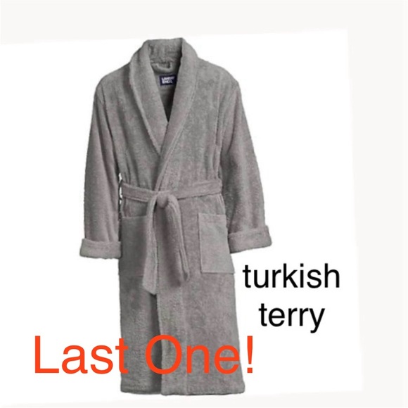 Lands' End Other - 🔥🎄🎅LANDSEND Big Men's Calf Length Turkish Terry Robe 100% Cotton Gray